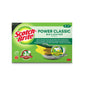 A box of Scotch-Brite® Classic Grip Sponge (2 pieces per pack) from 3M Deutschland GmbH, with two yellow-green sponges, visible branding, key cleaning performance features, and text in Spanish, Portuguese, and German on a white background.