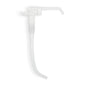 The ARNOMED DISPENSER DOSING PUMP replacement pump from ARNOWA GmbH is a transparent white replacement pump for soap and disinfectant dispensers with a long, curved tube and angled spout, depicted on a plain white background.