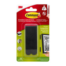 A pack of large black Command™ Picture Hanging Strips 17206BLK from 3M Deutschland GmbH, for damage-free hanging of picture frames up to 7.2 kg, with French text and illustrations for easy use.