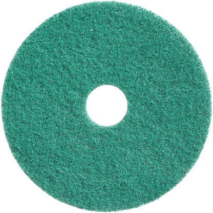 The Twister Pad, green, maintenance cleaning pad for stone floors from Diversey Deutschland GmbH & Co. OHG is round, has a textured surface and a central hole – shown here from a bird's eye view against a white background.