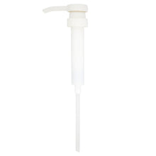 A white plastic hand pump for 5L canisters (1 piece, 1ml stroke) from Diversey Deutschland GmbH & Co. OHG, ideal for direct hand dosing, with a long dip tube and photographed on a plain white background.