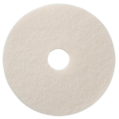 A round, flat TASKI Americo Pad White High-Quality High-Speed Polishing Pad from Diversey Deutschland GmbH & Co. OHG, white with a central hole, viewed from above on a solid white background.