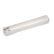 Pictured is a roll of EMIL DEISS KG (GmbH + Co.) DEISS 59787 children's bed covers, 2700x1500 mm transparent, pack (200 pieces), with a product label visible on one side, on a solid white background.