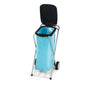 The Nölle Profi mobile waste collector (35x37x78 cm) from Nölle Profi Brush Brush & Paintbrush Technology e.K. features metal legs, a black lid, a blue bag, and two wheels; depicted upright with an open lid.