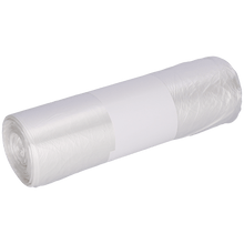 A roll of EMIL DEISS KG (GmbH + Co.) DEISS 59927 transparent plastic bags (630x740 mm, 50 pieces) is wrapped with a white paper label and depicted against a light gray background.