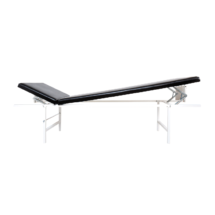Wall-Mounted Folding Lounge Chair for Relaxation Rooms, Steel, Adjustable Head and Foot Rests, Horizontal, Black