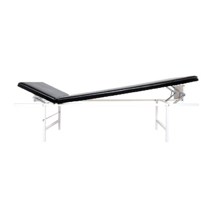 Wall-Mounted Folding Lounge Chair for Relaxation Rooms, Steel, Adjustable Head and Foot Rests, Horizontal, Black