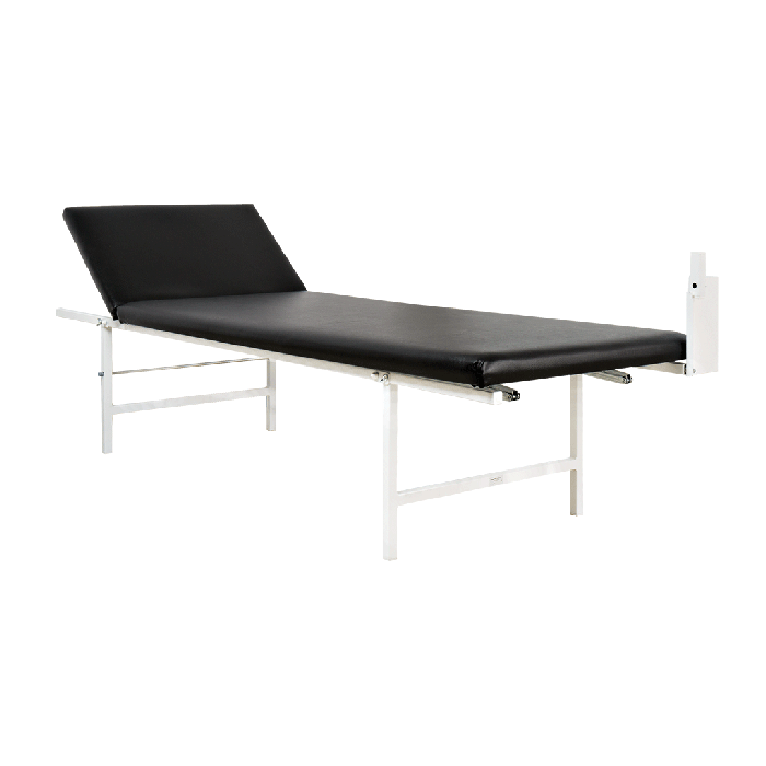 Wall-Mounted Folding Lounge Chair for Relaxation Rooms, Steel, Adjustable Head and Foot Rests, Horizontal, Black