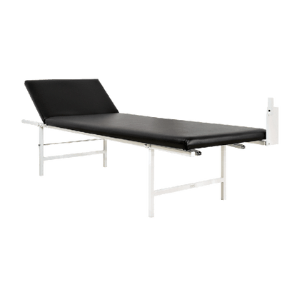 Wall-Mounted Folding Lounge Chair for Relaxation Rooms, Steel, Adjustable Head and Foot Rests, Horizontal, Black