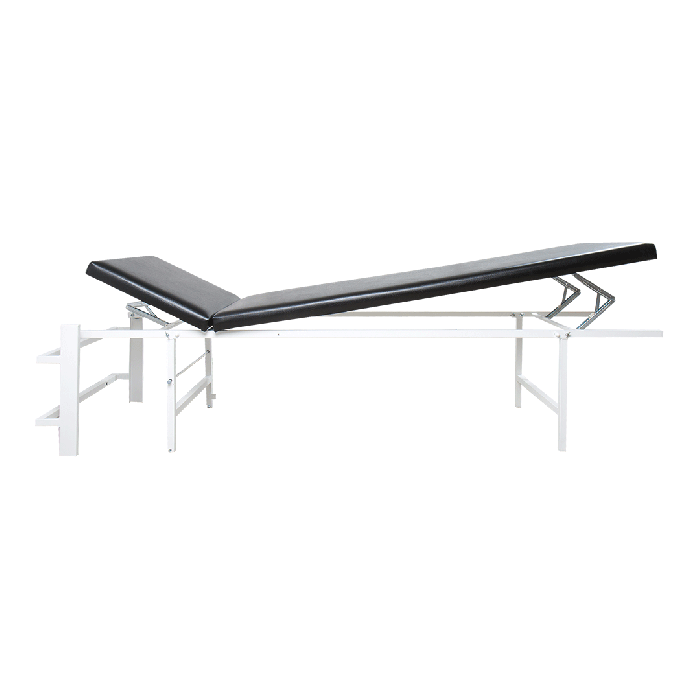 Wall-Mounted Folding Reclining Chair for Rest Rooms, Steel, Adjustable Head and Foot Rests, Vertical, Black