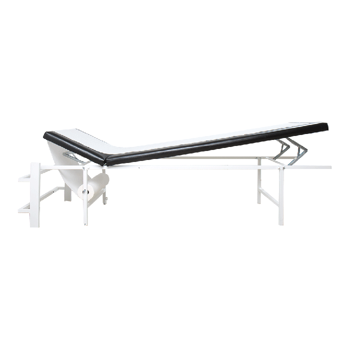 Wall-Mounted Folding Reclining Chair for Rest Rooms, Steel, Adjustable Head and Foot Rests, Vertical, Black