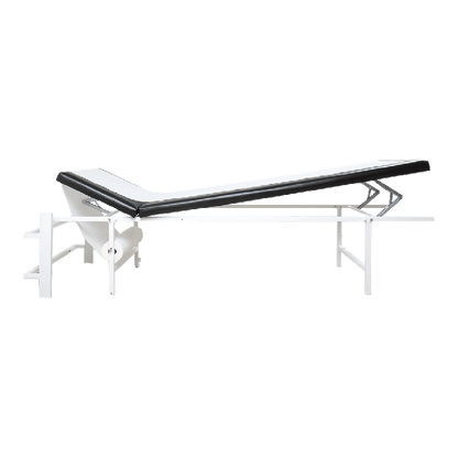 Wall-Mounted Folding Reclining Chair for Rest Rooms, Steel, Adjustable Head and Foot Rests, Vertical, Black