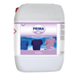 A white 20-kg container with Dr. Schnell PRIMA 40 from DR.SCHNELL GmbH & Co. KGaA is adorned with a purple "Made in Germany" label and images of colorful shirts, indicating its use as a cleaning agent for industrial applications.
