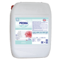 A white 20-kg plastic container of Dr. Schnell PRIMA SOFT soft fabric softener from DR.SCHNELL GmbH & Co. KGaA, with a blue-white label featuring folded towels, a pink flower, and product information in German.