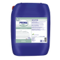 A blue 20-kg plastic canister labeled "Dr. Schnell PRIMA CHLOR-AKTIV" by DR.SCHNELL GmbH & Co. KGaA contains liquid bleach with active chlorine for optimal laundry hygiene, with product information, safety symbols, and folded laundry on the front.