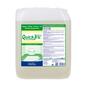 A 10-liter plastic container of Dr. Schnell QUICK TRIC from DR.SCHNELL GmbH & Co. KGaA, a concentrated cleaning agent for the professional cleaning of carpets, upholstery, ceilings, and walls; the label contains instructions and the image of a couch and a carpet.