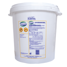 A 30L white DR.SCHNELL RAPA PLUS bucket with lid, dosing aids and accessories, with product information and instructions in blue and yellow lettering on the side. Brand: DR.SCHNELL GmbH & Co. KGaA.