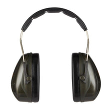 A pair of 3M™ PELTOR™ Optime™ II Ear Muffs H520A (SNR 31 dB, Green) from 3M Deutschland GmbH, with black padding and green capsules, shown from the front against a white background.