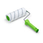 The Nölle Profi Brush paint roller nylon 18 cm, 13 mm pile height from Nölle Profi Brush Bürsten- & Pinseltechnik e.K. is ideal for professional painting. It has a white cover with black stripes and a green handle - on a white background.