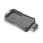 The Nölle Profi Brush Mini Paint Tray (12 x 22 cm) from Nölle Profi Brush Bürsten- & Pinseltechnik e.K. is a gray paint tray made of regranulate with raised edges, a textured surface, molded handles, and a removable spout.