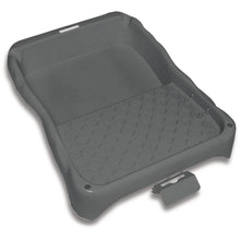 The Nölle Profi Brush paint tray 27 x 36 cm made from regranulate by Nölle Profi Brush Bürsten- & Pinseltechnik e.K. is robust, black, with a textured diamond pattern and a small rectangular closure at the front edge - ideal for painting work.