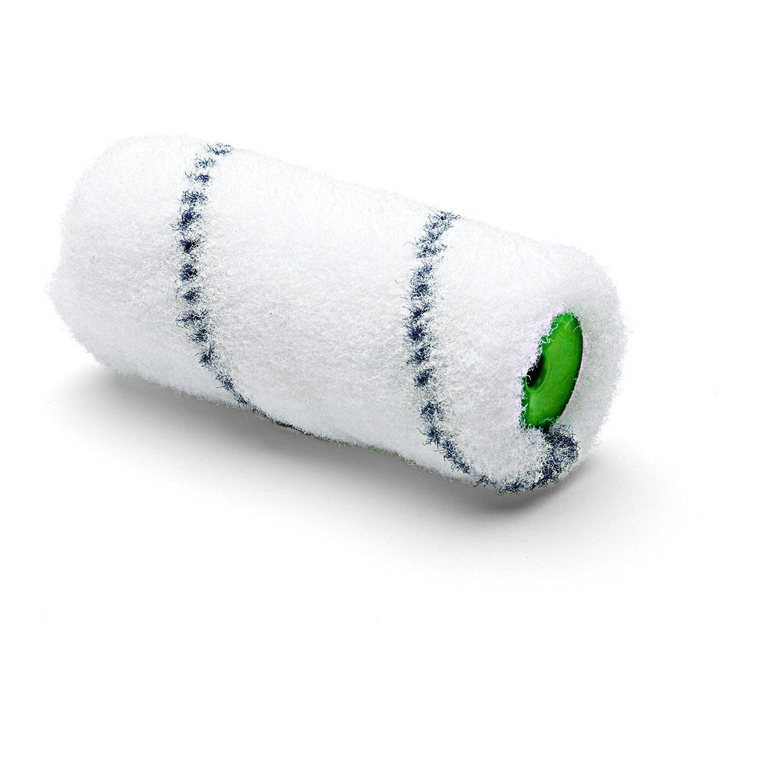 The Nölle Profi Brush combination roller nylon 10 cm from Nölle Profi Brush Brush & Paint Technology e.K. is white with two thin black stripes and a visible green core, depicted on a plain white background - perfect for your painting needs.
