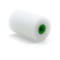 A close-up of the Nölle Profi Brush Mini Paint Roller Fine 5.5 cm / Ø 35 mm by Nölle Profi Brush Bürsten- & Pinseltechnik e.K. with a white foam core and green center, ideal for smooth surfaces, displayed on a plain white background.
