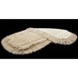 Two beige TASKI Multi Mop Special mop heads from Diversey Deutschland GmbH & Co. OHG with fringed edges and textured surface on a black background – ideal for professional, effective cleaning (5 piece pack).