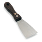 The Nölle Profi Brush professional painter's spatula stainless steel rust-free from Nölle Profi Brush Bürsten- & Pinseltechnik e.K. has a wide, flat blade made of stainless steel and a dark wooden handle with two metal rivets, depicted on a white background.
