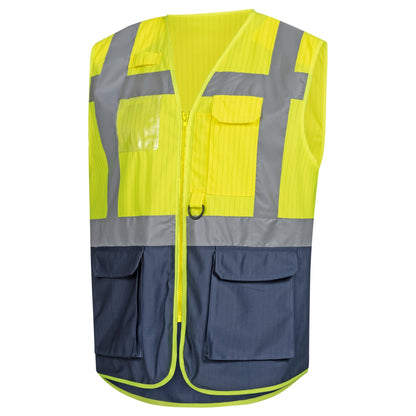 Nitras warning protection vest 120 g/sqm with carbon thread with shoulder reflex stripes for particularly good visibility D-ring pack (1 piece)