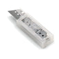 The Nölle Profi Brush Trapezoid Dispenser with 10 replacement blades for precision (1 piece) from Nölle Profi Brush Bürsten- & Pinseltechnik e.K. features a transparent casing with a partially extended triangular blade for precise cutting.