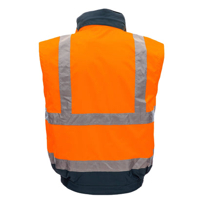 NITRAS MOTION TEX VIZ PLUS, high-visibility pilot jacket, neon orange / navy blue