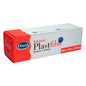 A rectangular box of Duni GmbH cling film perforated, labeled in Swedish, with red and white packaging and a blue logo; contains a roll of transparent PVC film (40cm x 440m, 1100 sheets), ideal for use in the catering industry.