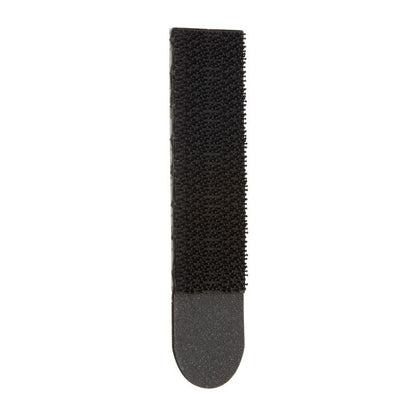 Pictured is a rectangular black Command™ Picture Hanging Strip S, small, 17202BLK from 3M Deutschland GmbH with a rounded end on a white background - ideal for hanging pictures without nails as an alternative to classic Command Strips.