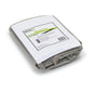 A folded gray Nölle Profi Brush construction tarp 4x5 m, 75 my, with a sturdy white label with the inscription "4x5 m" and the product information as well as the barcode from Nölle Profi Brush Bürsten- & Pinseltechnik e.K., on a white background.