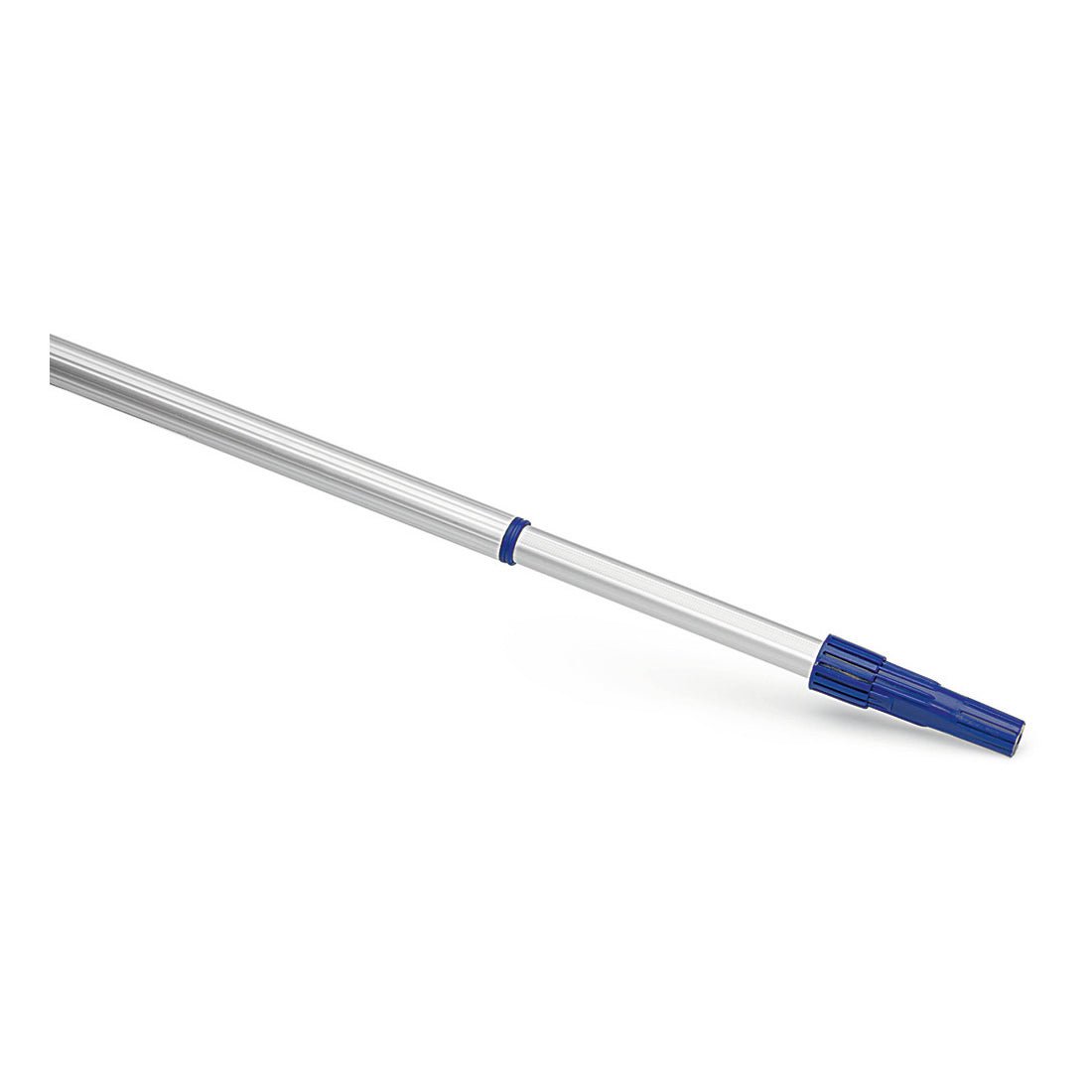 The Nölle Profi Brush telescopic pole made of aluminum by Nölle Profi Brush Bürsten- & Pinseltechnik e.K. is equipped with blue plastic end pieces and is excellent for extending the reach when attaching cleaning or maintenance tools.