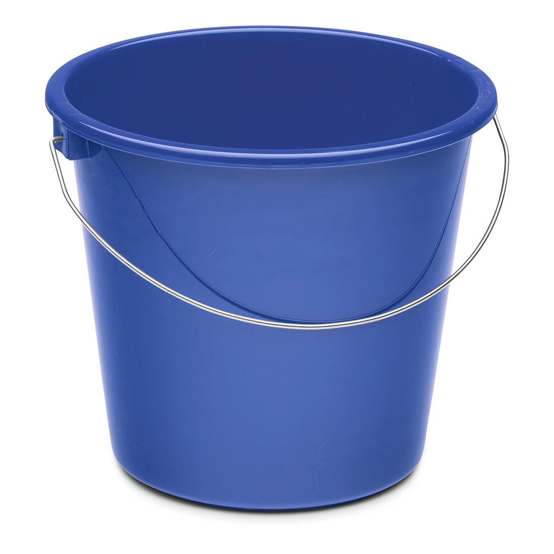 The Nölle Profi Brush household bucket 5 liters plastic by Nölle Profi Brush brush & paintbrush technology e.K. is a blue plastic bucket with a metal handle, perfect for cleaning tasks in the household.