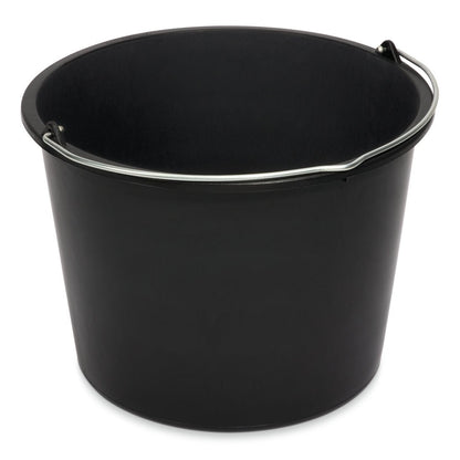 The Nölle Profi Brush construction bucket made of black plastic, cylindrical and with a metal handle, from Nölle Profi Brush Bürsten- & Pinseltechnik e.K., is shown empty against a white background.
