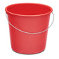 The Nölle Profi Brush household bucket 10 liters plastic from Nölle Profi Brush Bürsten- & Pinseltechnik e.K., a red bucket with a metal handle for cleaning or household use, stands on a plain white background.