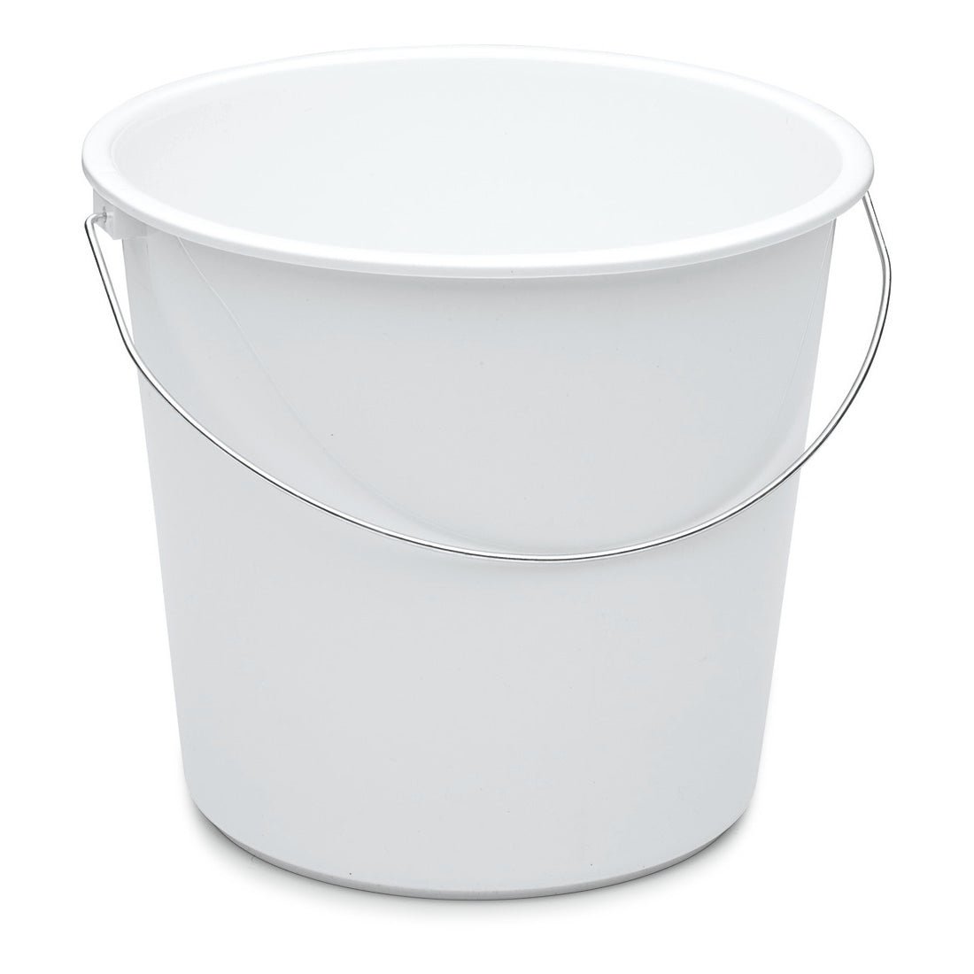 The Nölle Profi Brush household bucket 10 liters plastic from Nölle Profi Brush Bürsten- & Pinseltechnik e.K. is a simple white bucket with a sleek metal handle, perfectly suited as a cleaning or storage bucket in the household.