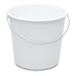 The Nölle Profi Brush household bucket 10 liters plastic from Nölle Profi Brush Bürsten- & Pinseltechnik e.K. is a simple white bucket with a sleek metal handle, perfectly suited as a cleaning or storage bucket in the household.