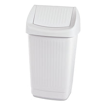The Nölle Profi Brush swing lid bin white from Nölle Profi Brush Bürsten- & Pinseltechnik e.K. is a rectangular trash can with a swing lid and grooved surface - ideal for hygienic waste disposal against a neutral background.