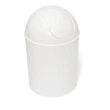 A Nölle Profi Brush swing lid bin white of the brand Nölle Profi Brush Bürsten- & Pinseltechnik e.K. with a round swing lid is depicted for waste disposal against a plain white background.