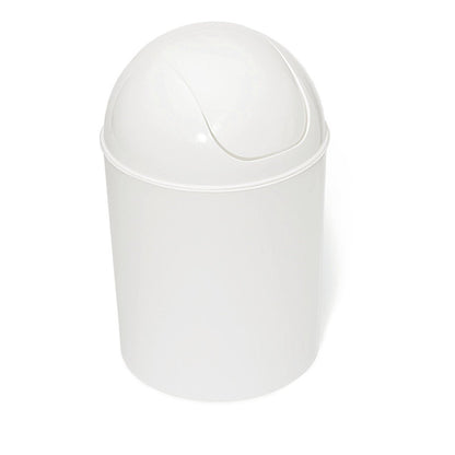 A Nölle Profi Brush swing lid bin white of the brand Nölle Profi Brush Bürsten- & Pinseltechnik e.K. with a round swing lid is depicted for waste disposal against a plain white background.