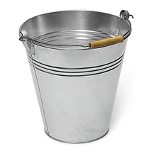 The Nölle Profi Brush galvanized metal bucket 10 L from Nölle Profi Brush Bürsten- & Pinseltechnik e.K. is depicted with a wooden handle and three distinctive grooves at the top - ideal for painting work, 1 piece.