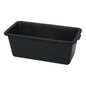 The Nölle Profi Brush mortar box plastic black from Nölle Profi Brush Bürsten- & Pinseltechnik e.K. is a rectangular black trash can with slanted sides and an upper rim, ideal as construction site accessories, depicted on a plain white background.