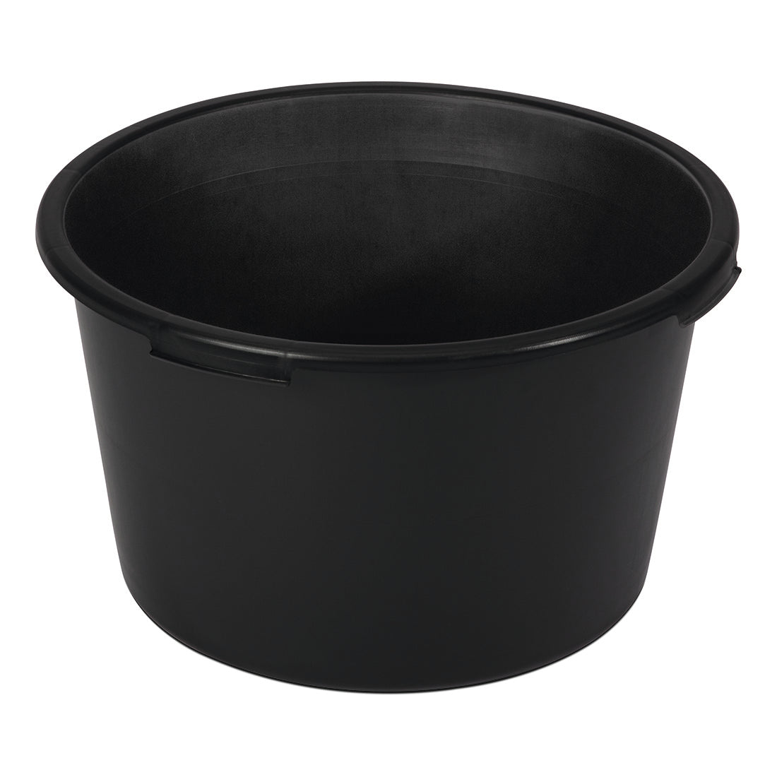 The Nölle Profi Brush mortar box plastic black from Nölle Profi Brush Bürsten- & Pinseltechnik e.K. is a large, round, black plastic container with two side handles - perfect for construction site accessories or for mixing mortar.