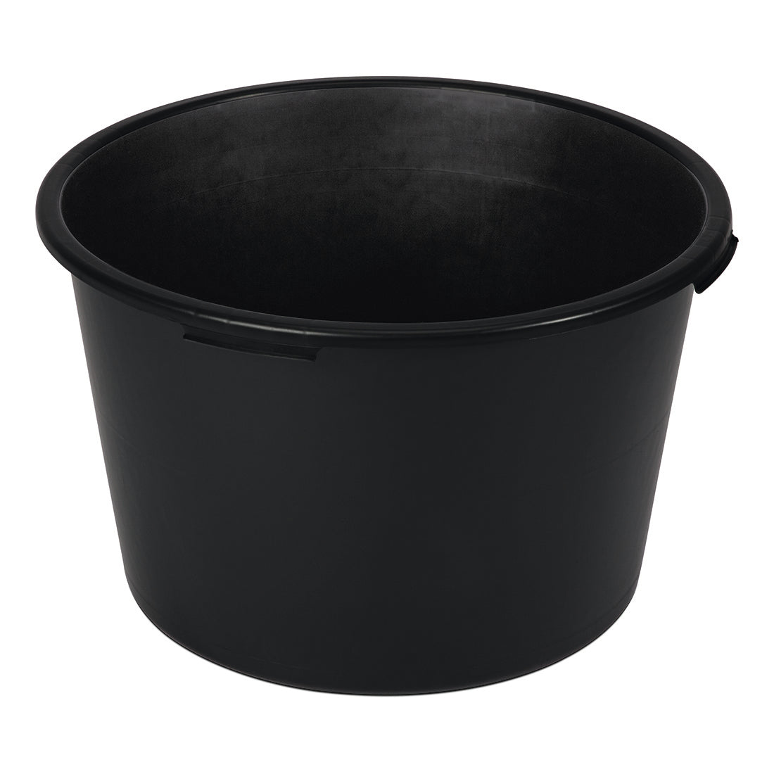 The Nölle Profi Brush mortar box plastic black from Nölle Profi Brush Bürsten- & Pinseltechnik e.K. is a large, round black cup with two side handles - seen from above on white - perfect as construction site accessories.