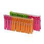 The Nölle Profi Brush clothespins, strong and made of plastic (1 piece) by Nölle Profi Brush Brush & Paint Technology e.K. are handy and neatly clipped onto a cardboard strip in bright pink, orange, or green tones.