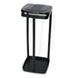 The Nölle Profi Brush waste bag stand for 120-liter bags, black, by Nölle Profi Brush Bürsten- & Pinseltechnik e.K. features a black, open frame with a square base, four vertical rods, and a flip-open lid for convenient waste collection.